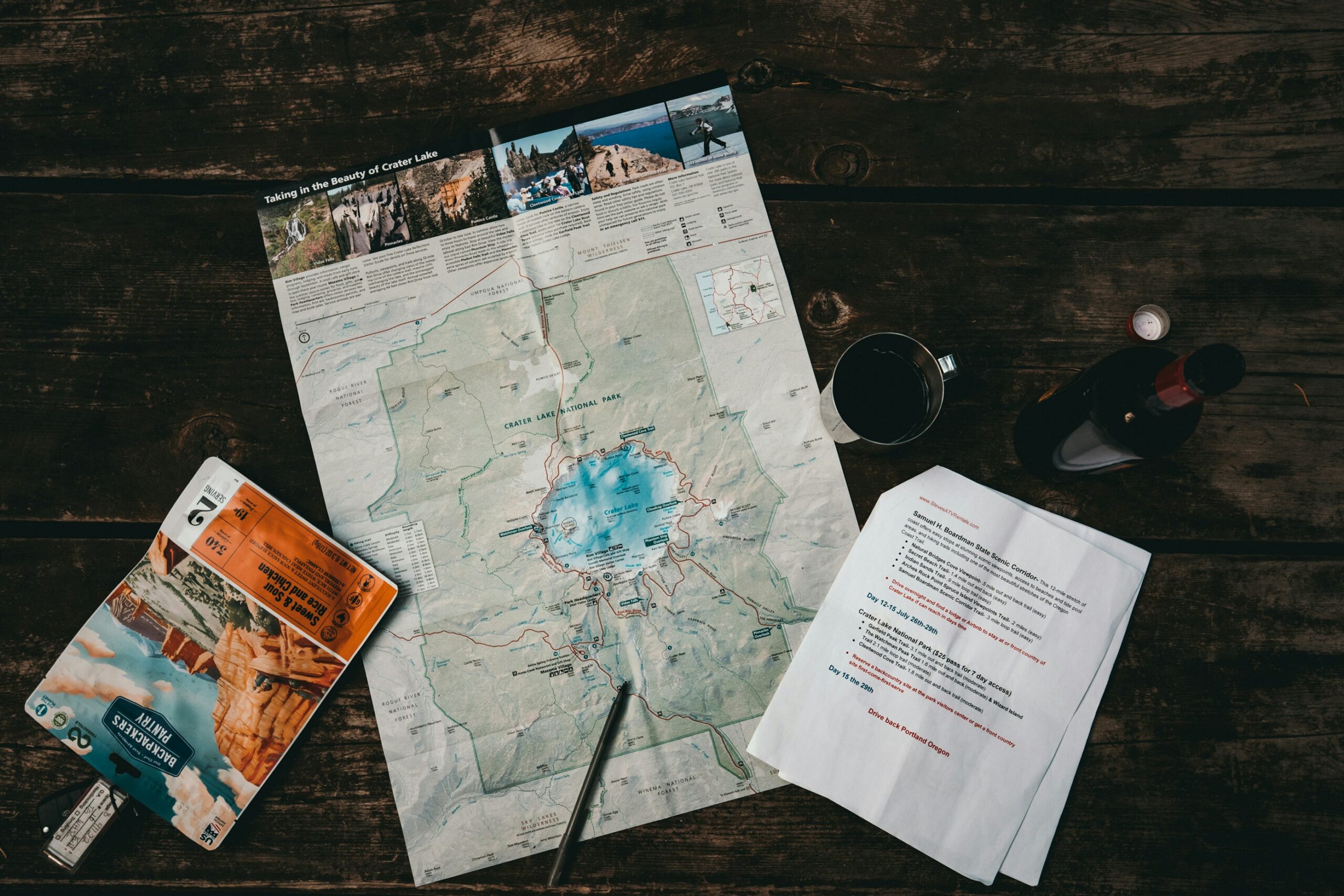 Map laid on a table alongside instruction papers and documents