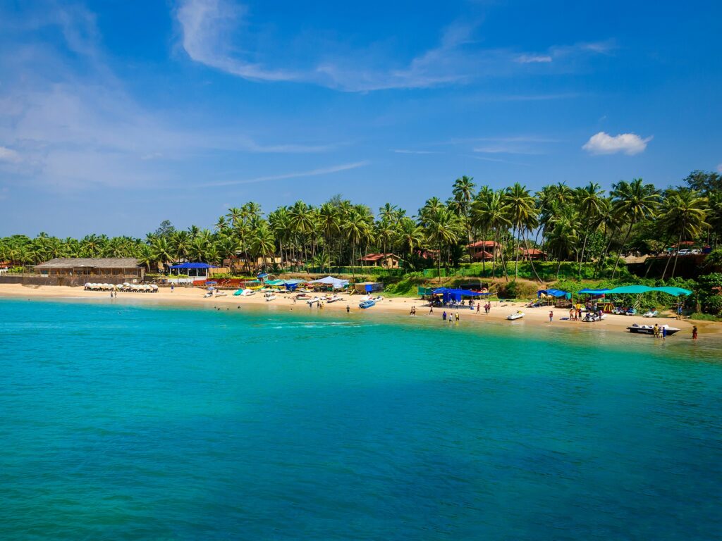 Best beach in Goa with coconut trees and sea view