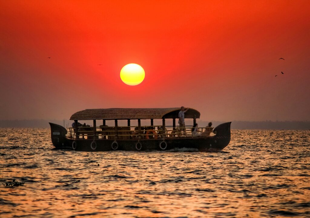 Best destination in Kerala with boat and sunset view